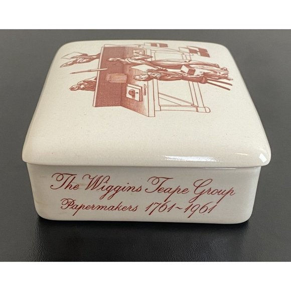 Wedgwood Wiggins Teape Group Papermakers Butter Dish 1961 Trinket Box 5" long - Picture 2 of 10